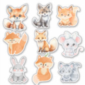 森の友だち：かわいらしいウッドランドの生き物ステッキ シール (正面)