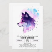 森の友人が狼の赤ちゃんシャワーを待つ 招待状 (正面/裏面)