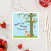 森の友人ウッドランドかわいい誕生日パーティー スタンダードカクテルナプキン (インサイチュ)