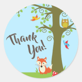 森の友人ウッドランドかわいい誕生日パーティー ラウンドシール