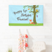 森の友人ウッドランドかわいい誕生日パーティー 横断幕 (インサイチュ)