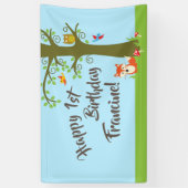 森の友人ウッドランドかわいい誕生日パーティー 横断幕 (縦)