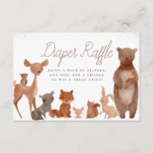 森の友人ウッドランド赤ちゃんシャワーおむつラッフル エンクロージャーカード (正面)