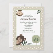 森の友人クマ&モンキーベビーシャワー 招待状 (正面)