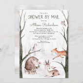 森の友達のベビーシャワーによるウッドランドシャワー 招待状 (正面/裏面)
