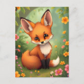森の可愛い茶色のキツネ ポストカード (正面)