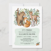 森の可耕森林動物双生児シャワー 招待状 (正面)
