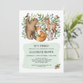 森の可耕森林動物双生児シャワー 招待状 (スタンド正面)