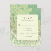 森の国の風景グリーンウェディングRSVPカード エンクロージャーカード (正面/裏面)