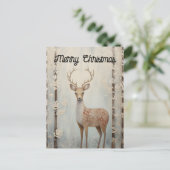 森の城塞の冬の鹿メリー ポストカード (スタンド正面)