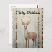 森の城塞の冬の鹿メリー ポストカード (正面/裏面)