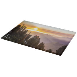 森の夕日 カッティングボード