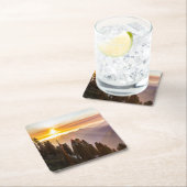 森の夕日 スクエアペーパーコースター (インサイチュ)