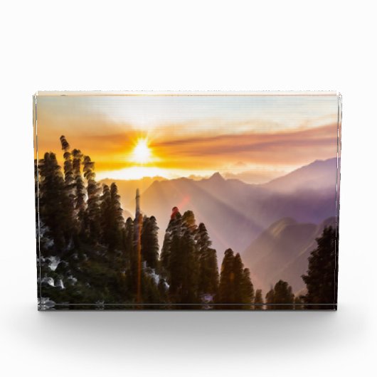 森の夕日 フォトブロック (正面)