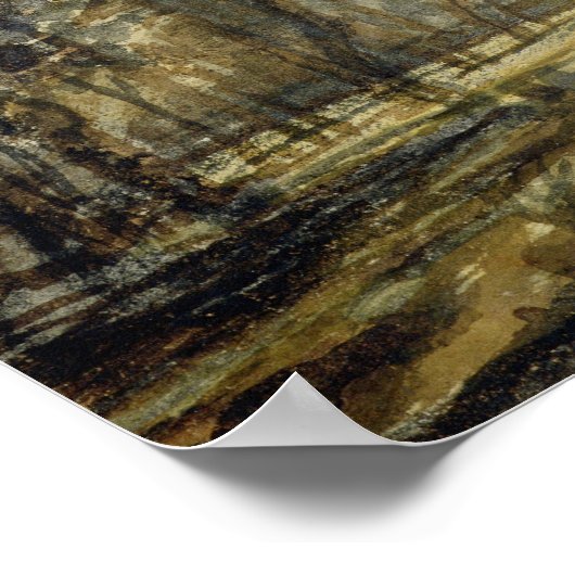 森の夕日 ポスター (角)