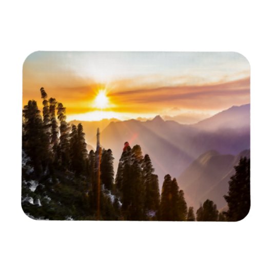 森の夕日 マグネット (横)