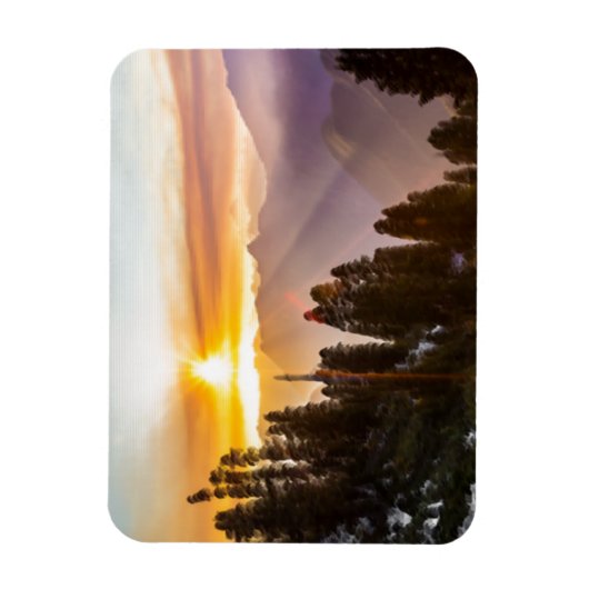 森の夕日 マグネット (縦)