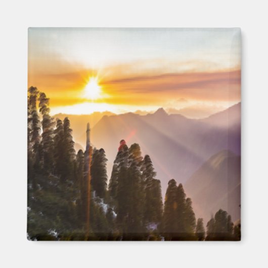 森の夕日 マグネット (正面)