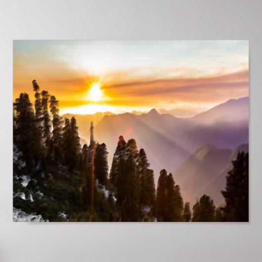 森の夕焼け ポスター (正面)