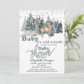 森の外の冷たいトナカイの赤ちゃんシャワー 招待状 (スタンド正面)