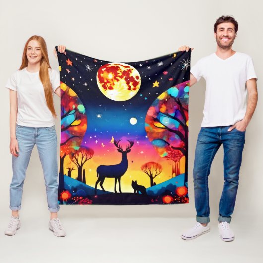 森の夜の輝き フリースブランケット (インサイチュ)