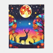 森の夜の輝き フリースブランケット (正面)