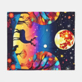 森の夜の輝き フリースブランケット (正面(横))