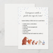 森の夜間おむつゲームテーブルサイン 男の子 招待状 (正面/裏面)