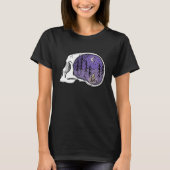 森の夜間キャンプシーンのドクロトゥルークライム Tシャツ (正面)