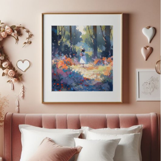 森の女の子アニメ印象派 フォトプリント           