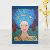 森の女性グリーティングカード カード (黄色い花)