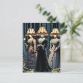 森の女性3人が帽子をかぶった ポストカード (スタンド正面)