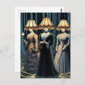 森の女性3人が帽子をかぶった ポストカード (正面/裏面)