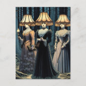 森の女性3人が帽子をかぶった ポストカード (正面)