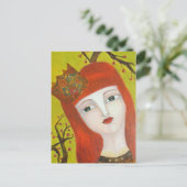 森の女王。おとぎ話の女の子ポートレート絵画アート ポストカード (スタンド正面)