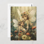 森の妖精とキノコ ポストカード (正面/裏面)