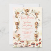 森の妖精のトードストール ベビーシャワー 招待状 (正面)