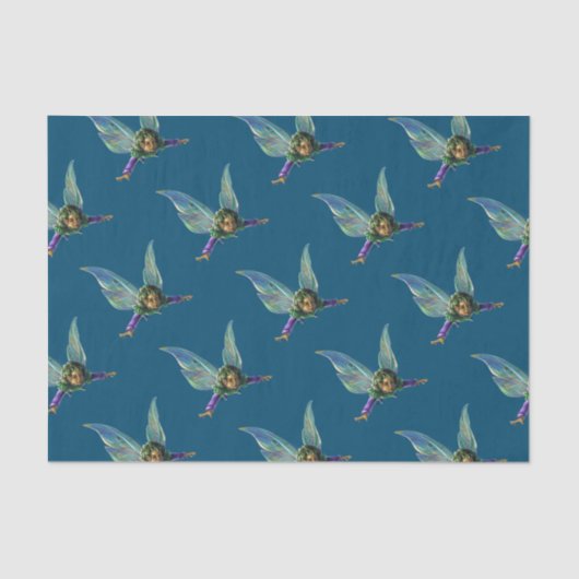 森の妖精のパターン（青） 薄葉紙 (正面)