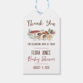 森の妖精、キノコをテーマにしたベビーシャワー ギフトタグ