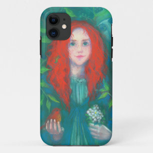 森の子ども、ファンタジーアート生姜の女の子の緑 iPhone 11 ケース