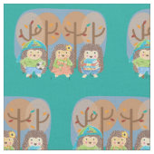 森の子供のファブリックに3つのハリネズミ ファブリック (クローズアップ)