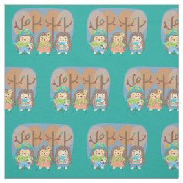 森の子供のファブリックに3つのハリネズミ ファブリック