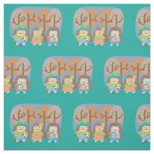 森の子供のファブリックに3つのハリネズミ ファブリック