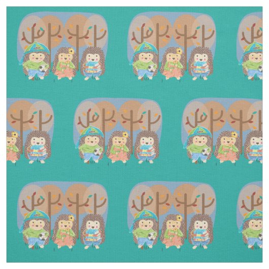 森の子供のファブリックに3つのハリネズミ ファブリック (見本)