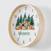 森の子供部屋 かわいい森の動物 水彩画 壁時計 (傾斜)