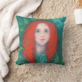 森の子、赤毛の女の子、緑の色合い クッション (ブランケット)