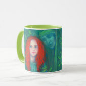 森の子、赤毛の女の子、緑の色合い マグカップ (正面左)