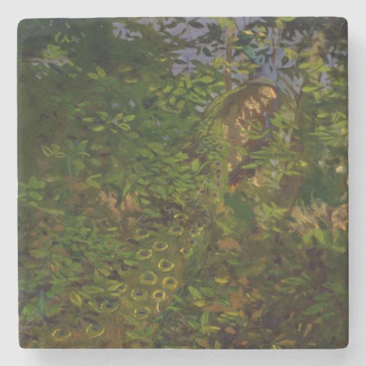 森の孔雀(Abbott Henderson Thayer) ストーンコースター (正面)