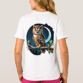 森の守護者 フクロウ Tシャツ (裏面)