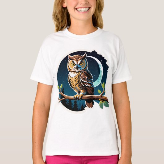 森の守護者 フクロウ Tシャツ (正面)
